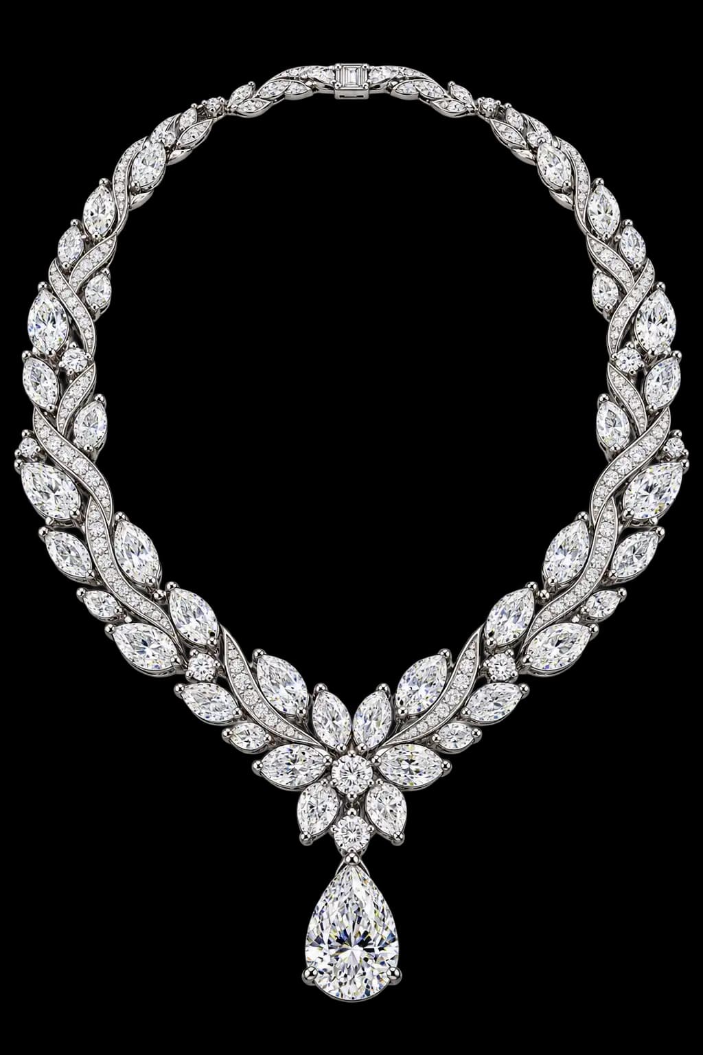A diamond and platinum necklace